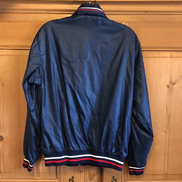 Vintage Lady La Mode Active Sportswear Blue Nylon Track Jacket Hood Waterproof - Picture 5 of 6